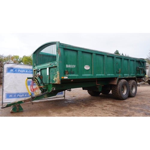 134 - 2011 Bailey 16tonne root trailer, sprung drawbar, flotation tyres, rollover sheet