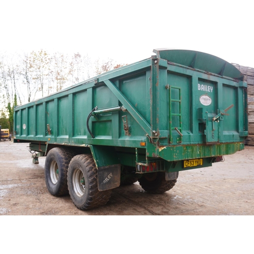 134 - 2011 Bailey 16tonne root trailer, sprung drawbar, flotation tyres, rollover sheet