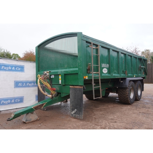 135 - 2015 Bailey 14tonne root trailer, sprung drawbar, flotation tyres, rollover sheet