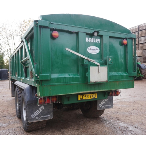 135 - 2015 Bailey 14tonne root trailer, sprung drawbar, flotation tyres, rollover sheet