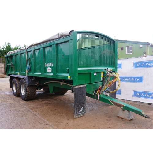 135 - 2015 Bailey 14tonne root trailer, sprung drawbar, flotation tyres, rollover sheet