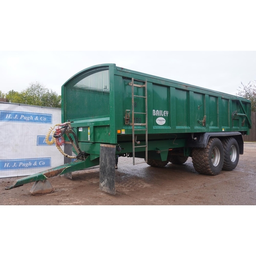 136 - 2015 Bailey 14tonne root trailer, sprung drawbar, flotation tyres, rollover sheet