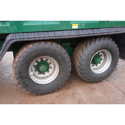 136 - 2015 Bailey 14tonne root trailer, sprung drawbar, flotation tyres, rollover sheet