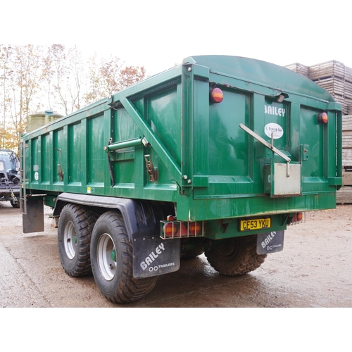 136 - 2015 Bailey 14tonne root trailer, sprung drawbar, flotation tyres, rollover sheet