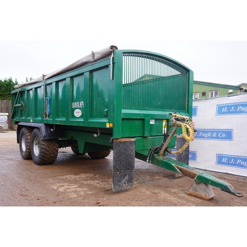 136 - 2015 Bailey 14tonne root trailer, sprung drawbar, flotation tyres, rollover sheet