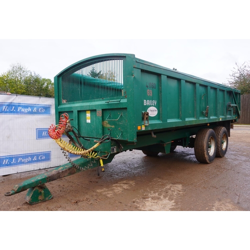 137 - 2011 Bailey 14tonne root trailer, sprung drawbar, super single wheels, rollover sheet