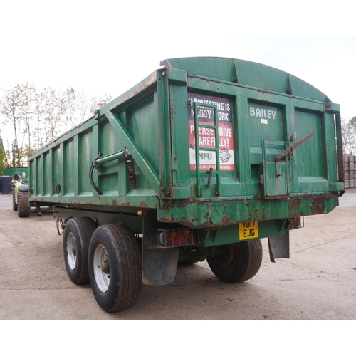 138 - 2008 Bailey 14tonne root trailer, sprung drawbar, super single wheels, rollover sheet