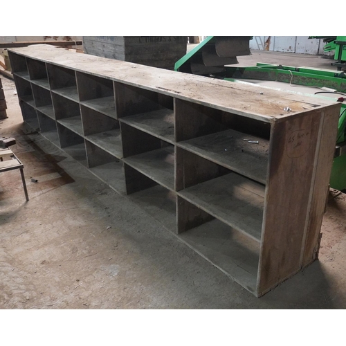 321 - Wooden shelf unit 4.8Mx0.6