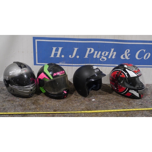 541 - 4 Motorcycle helmets to include Box, Nolan and Caberg