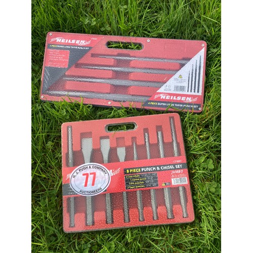 77 - 2 Sets of chisels and punches 8pc & 4pc