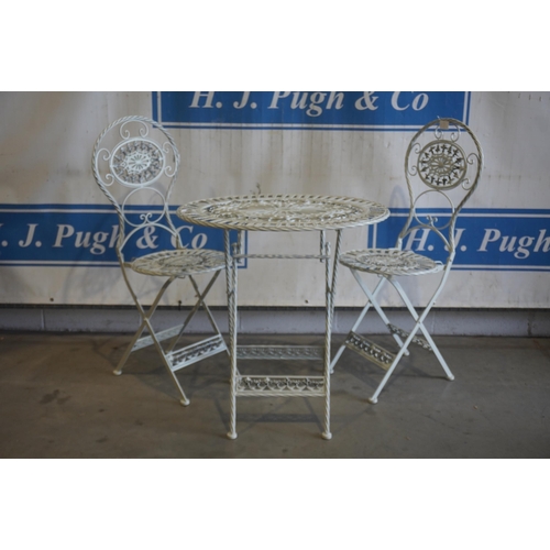 84 - White garden table and chair set