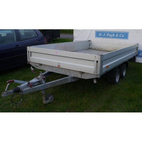 1341 - Humbaur 10ft 4 flat bed tandem axle trailer