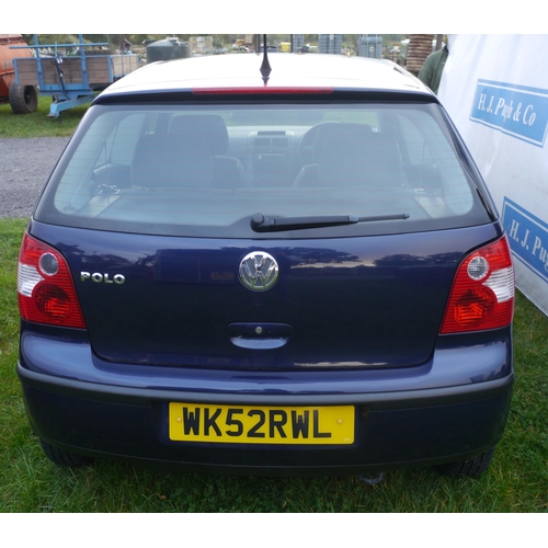 1342 - VW Polo 1.25, 12 months MOT. 62,989miles. Reg. WK52 RWL