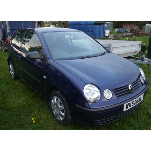 1342 - VW Polo 1.25, 12 months MOT. 62,989miles. Reg. WK52 RWL