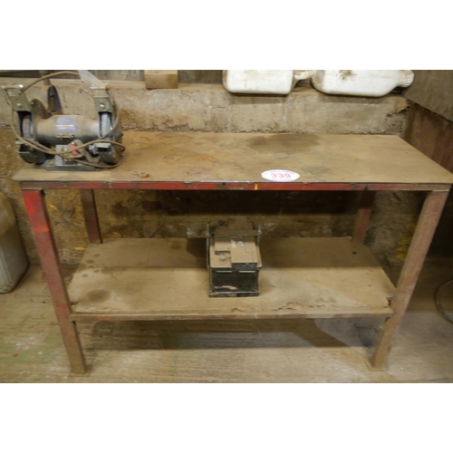 339 - Steel work bench and grinder