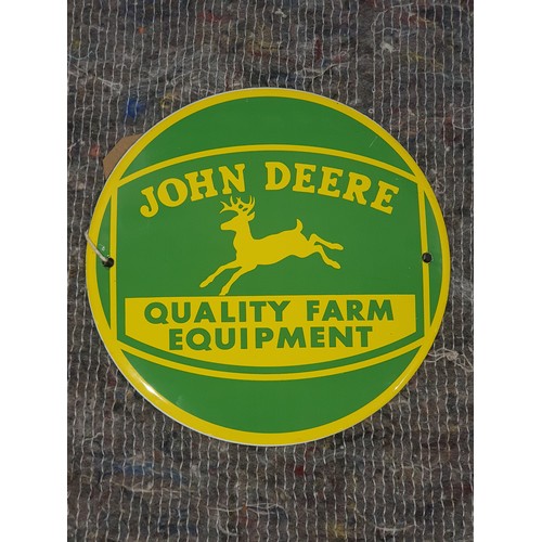 584A - Modern enamel sign- John Deere 6” diameter
