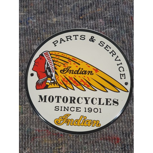 586A - Modern enamel sign- Indian motorcycles 6” diameter