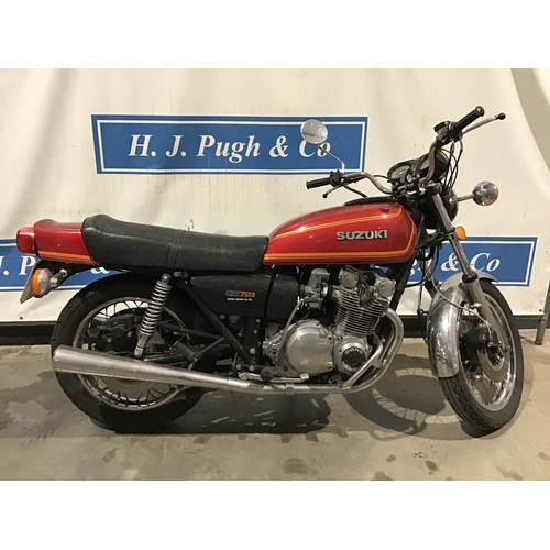 782 - Suzuki GS750 motorcycle. Very original, runs and rides. MOT and tax exempt. Reg. HNP 219S. V5 and ke... 