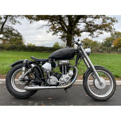 647 - AJS 18S Bobber motorcycle. 1955. 500cc, Black powdercoated frame, original engine and gearbox. New A... 