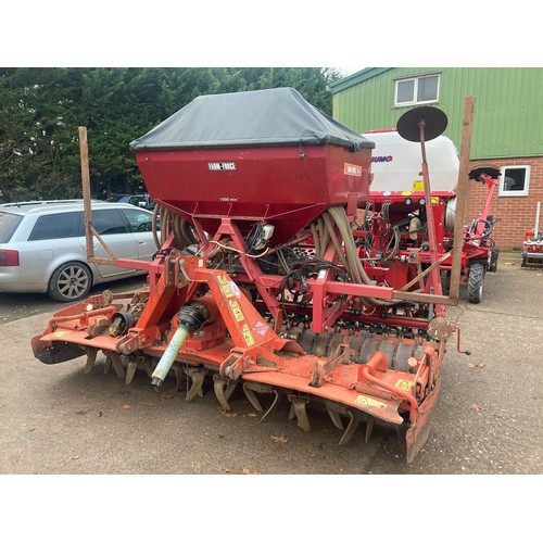 108 - Farm Force PMS30 3M combi drill with Suffolk coulters, Kuhn power harrow