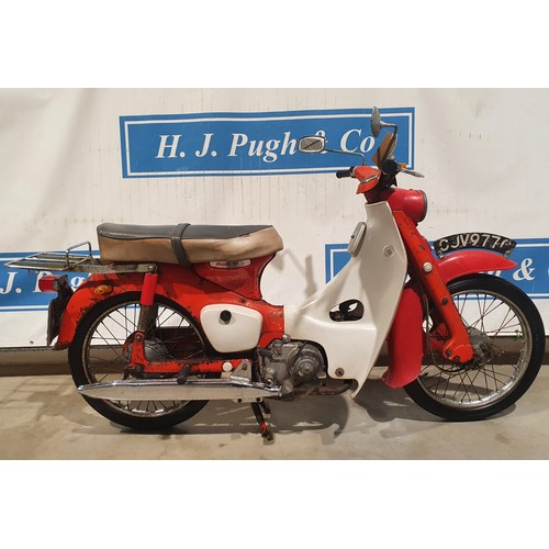616 - Honda C100 moped. 49cc. 1965. Runs and rides but stored for 30 years so will need safety check. Beli... 