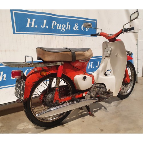 616 - Honda C100 moped. 49cc. 1965. Runs and rides but stored for 30 years so will need safety check. Beli... 
