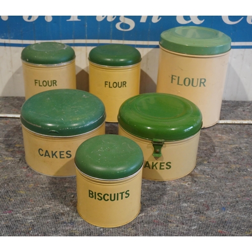 36 - Set of 6 flour, cake and biscuit tins