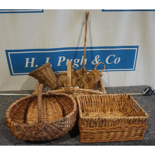 9 - Assorted wicker baskets and carpet beater
