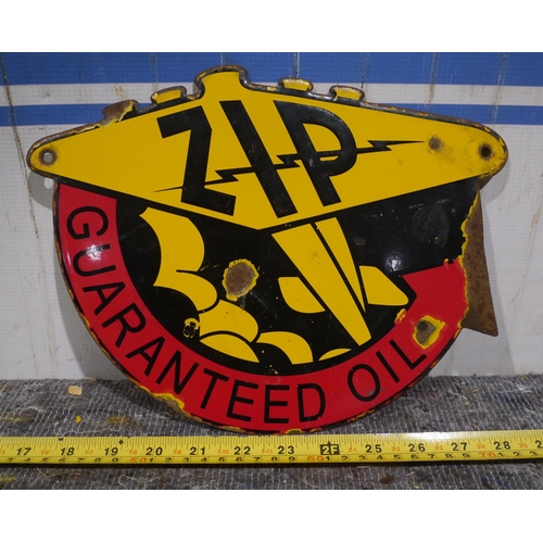 Enamel sign - ROP Zip Guaranteed oil 9x12