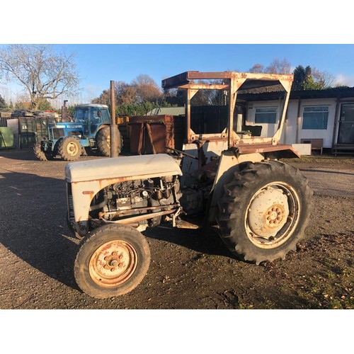 1017 - Ferguson T20 diesel tractor. Fitted with safety frame. Runs.