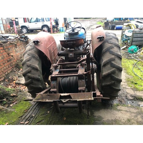 1018 - Fordson major tractor. Fitted with 10 Ton PTO winch. Runs.