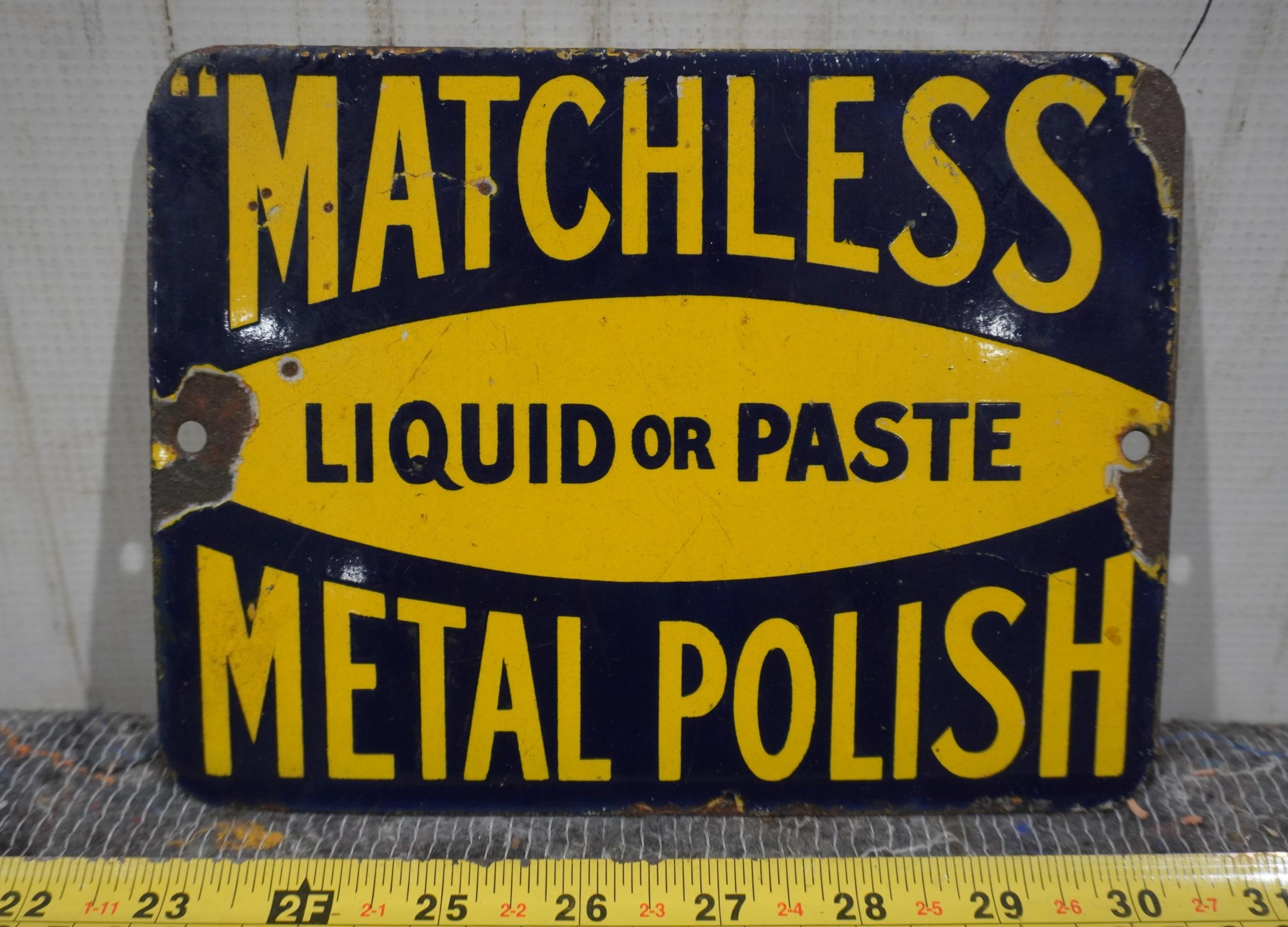 Enamel sign Matchless Metal polish 6x8"