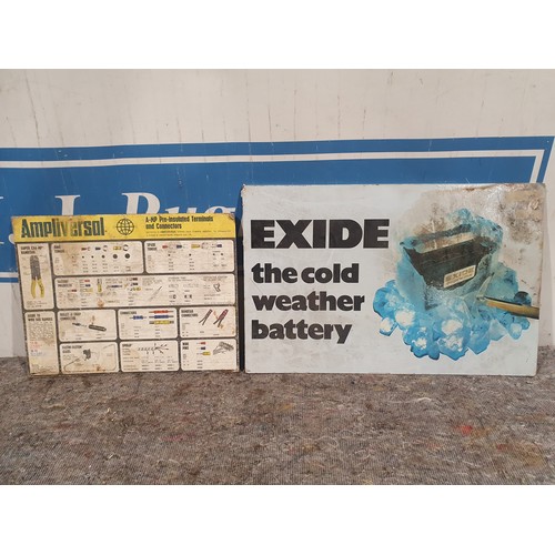 962 - Exide poster on board and Ampliversal card sign