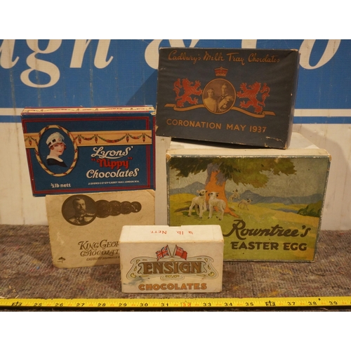 152A - 1920s Rowntree Easter egg box and other early chocolate boxes including Lyons Nippy Chocolates and C... 