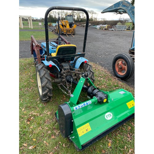 1044 - Iseki TX1500 4WD tractor. Full power loader, agri tyres and as new FTS 1.25 flail mower