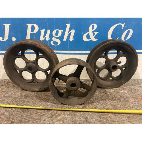 1345 - 3 Cast iron wheels