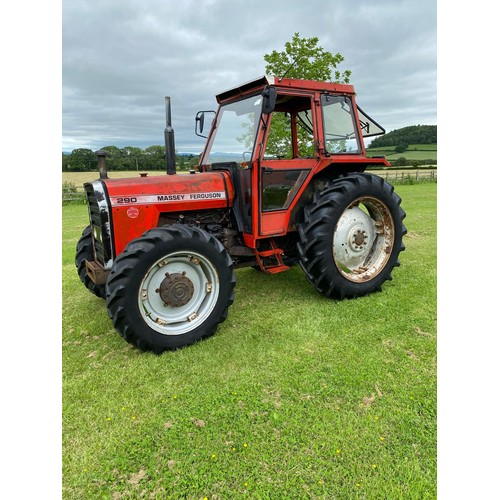 1040 - Massey Ferguson 290 tractor. 4 Wheel drive. 3 Owners from new. 5300 hours. Runs and drives. Reg B182... 