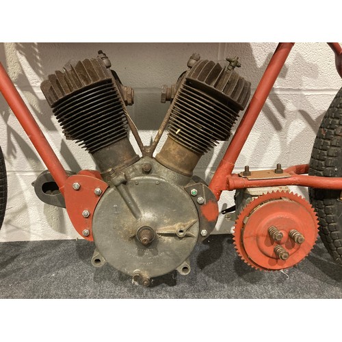 777 - Early 20th Century flat tank motorcycle with 1000cc V twin engine. No docs