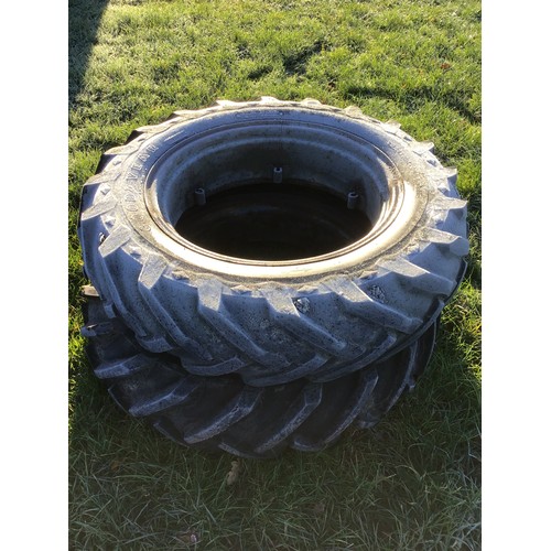 1103 - 2 Rear tractor tyres 10x28 & 11x28