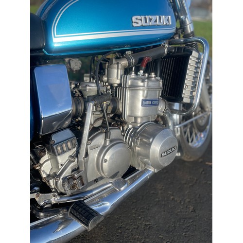 755 - Suzuki GT750 motorcycle. 1974. 739cc. This bike was running when it went into storage, will need rec... 