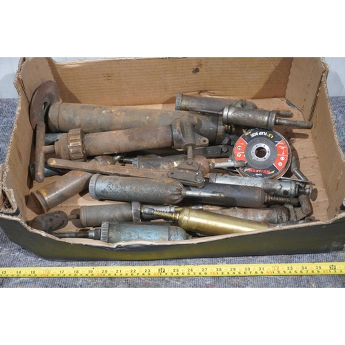 403 - Box of assorted grease guns including Tecalemit