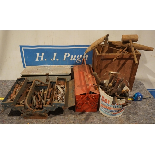 410 - 2- Metal toolboxes and large quantity of hand tools