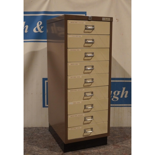 427 - Bisley 9 drawer metal filing cabinet 37x18x40