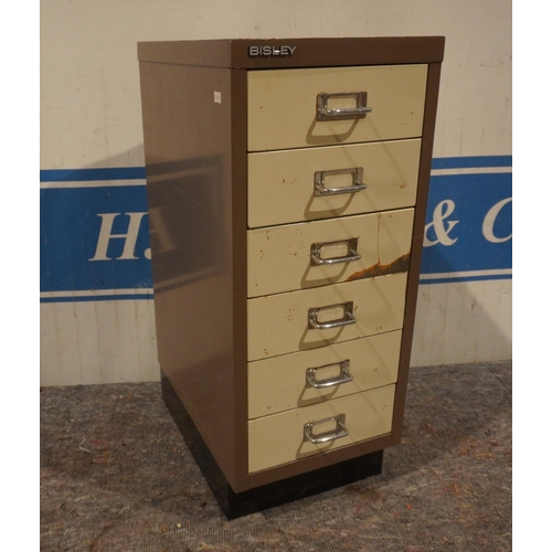 430 - Bisley 6 drawer metal filing cabinet 26x16x11