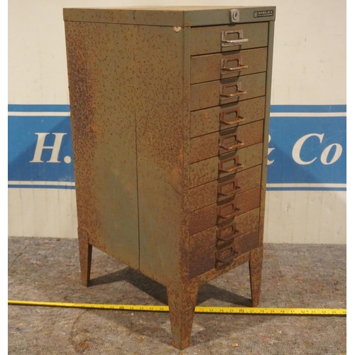 454 - Bisley 10 drawer metal filing cabinet