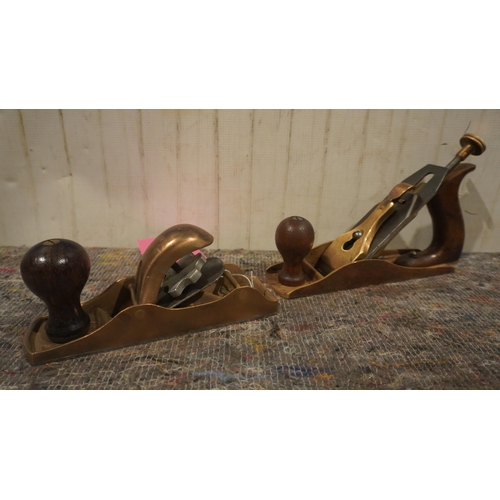 477 - Pair of brass wood planes one double ended