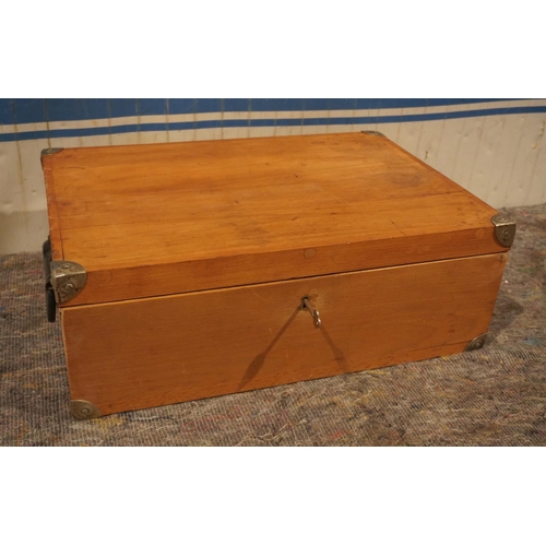 498 - Solid wood toolbox with key