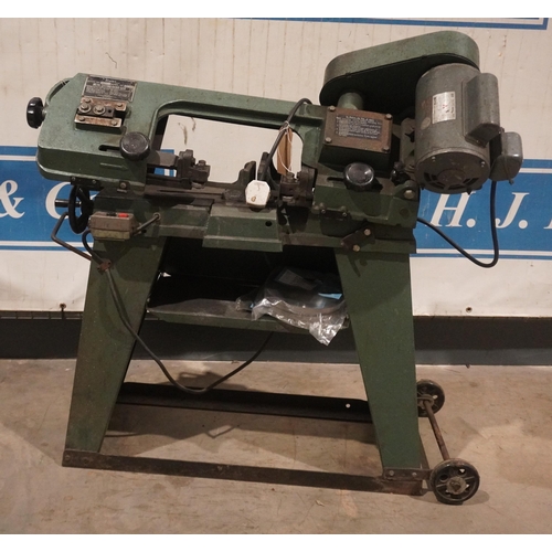 854 - Alpine 4 1/2 Horizontal/vertical band saw and spare blades, single phase