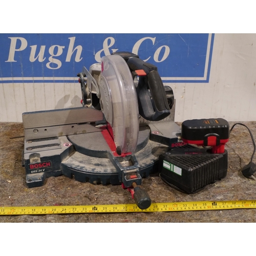 906 - Bosch 24v chop saw comes with 2 batteries and battery charger