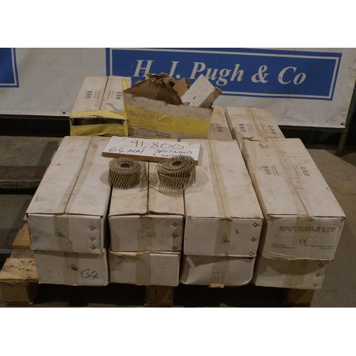 995 - Pallet of spot nails, 64mm, approx 91000